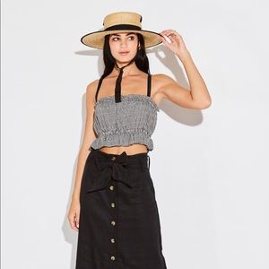 Cropped Peplum Tank in Black Gingham